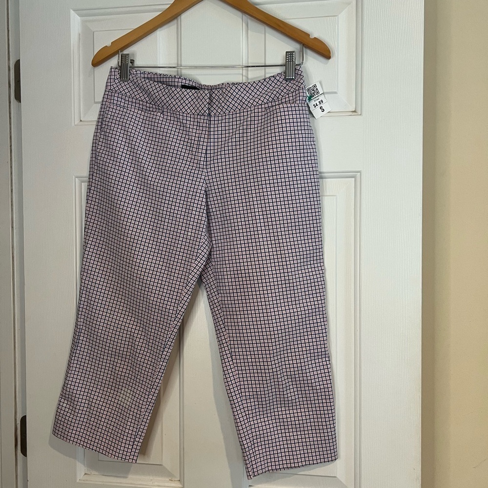 Talbots Purple Checkered Capri Pants